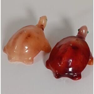 Lot of 2 Vintage Turtle Candle Glazed Wax Plastic Eyes Luccia Miami FL